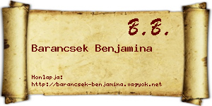 Barancsek Benjamina névjegykártya